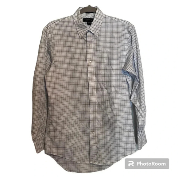Lands End White Blue Button Down Supima Cotton Shirt Button Front Long Sleeve - Picture 1 of 8